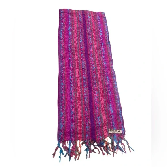 Peruvian Link colorful striped baby alpaca scarf Made in Peru art to wear - Picture 3 of 7